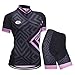 Femmes Vélo Cyclisme Respirant à séchage Rapide Maillots Set, Jersey Cycle Manches Courtes Veste + 3D Coussin Rembourré Serré Shorts Pantalon, S, Diamant Rose