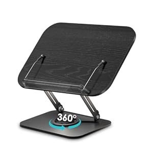 Viozon Book Stand for Reading,Book Holder, Height&Angle Adjustable, 360° Rotating Base, Foldable and Portable, Lightweight for Office, Kitchen, School Textbook, Recipe, Magazine,Kindle,Table B