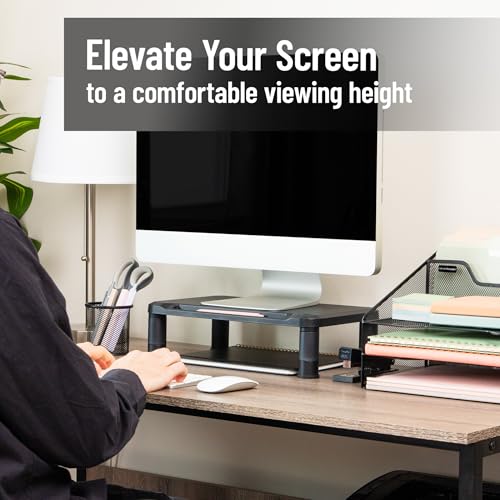 Mind Reader Monitor Stand, Height Adjustable, Laptop, Computer, Riser, Office, Set of 2, Black by Mind Reader - Used condition - Image 2
