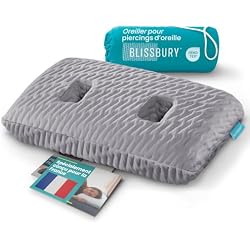 BLISSBURY Piercing Pillow, Ear Pillow with Hole, Adjustable Memory Foam | CertiPUR-US foam, dual ear openings, adjustable loft, washable cover