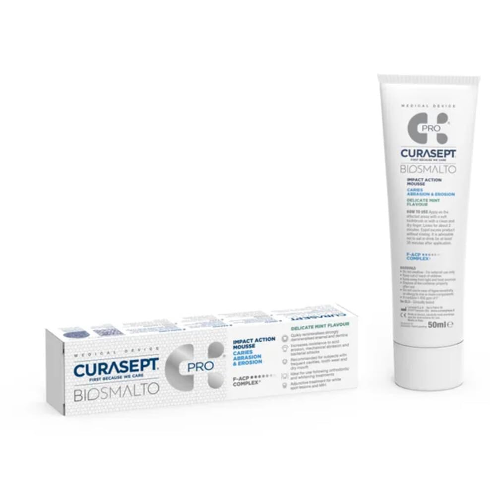 Curasept Biosmalto - Carie Abrasione Erosione Mousse Azione D'Urto Menta, 50 ml