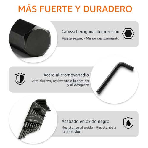 Miniatura 5 de Amazon Basics Juego de 36 Llaves Allen Hexagonales, Acero Cromo-Vanadio, Tamaños Métricos e Imperiales con 2 Estuches, para Bicicleta, Montaje de Muebles, Automóvil y Bricolaje