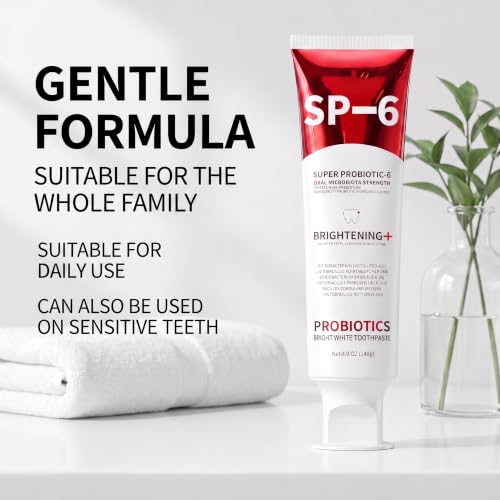 Image of SP-6 Probiotic Whitening Toothpaste - Enhanced Formula with 6 Probiotics for Teeth Whitening and Gum Health - Enamel-Safe, Fluoride-Free, Fresh Mint Flavor, 4.9Oz (1)