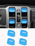 Savadicar Sky Blue Interior Accessories - Window Control Switch Trim Set for 2018-Present Jeep Wrangler JL JLU 4XE & Gladiator JT - Solid Color Interior Decor Upgrade Option, 4-Piece