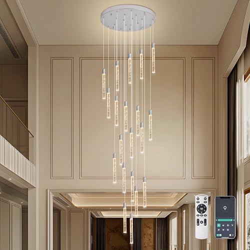 Image of 20-Lights Bubble Crystal Chandelier for Entryway High Ceiling,Chrome