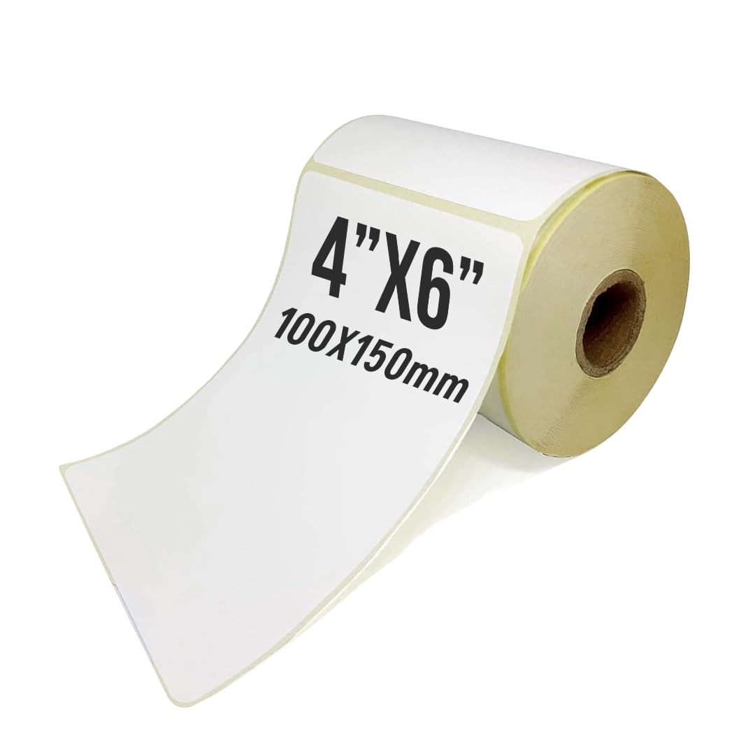 – BRANDSFINITY Thermal Transfer Barcode Label Stickers 4"x6", 100mmx150mm | Compatible with Zebra and Most Thermal Printers | 500 Labels per Roll, Pack of 1