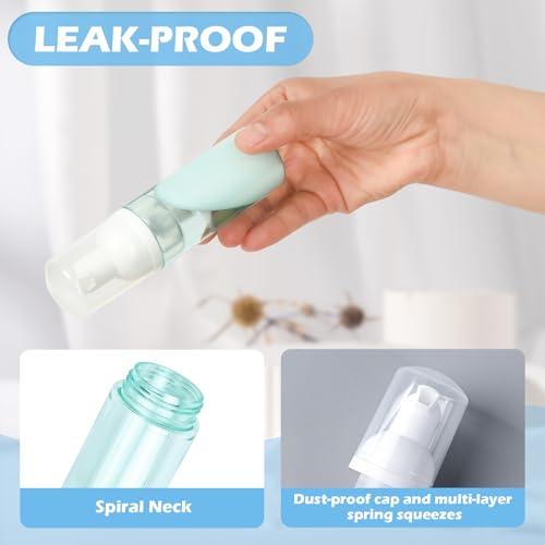 2oz Travel Foam Pump Bottle, 3PCS Empty Foaming Dispenser for Hand Soap, Shampoo, Lash Cleanser (60ml)3