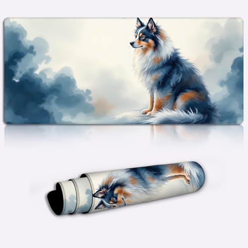 LJSPTU majestätischer Wolkenhund Tastaturpad, Gaming-Mauspad XL Wasserdichtes Gaming-Mauspad mit rutschfestem Gummi Großer Laptop-Desktop Laptop Desktop Gedruckte Kunst Ergonomisch 600 * 350 * 4mm