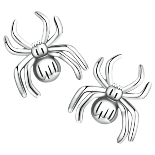 Hoement 1par Pendientes Araña de Plata Mujer Diseño Minimalista y Ligero Accesorios Creativos para Halloween y Uso Diario Joyería de Insecto Realista