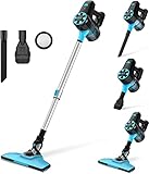 Akku Staubsauger, Ultraleichter 3 in 1 Staubsauger Kabellos mit Wandhalterung, 40 Min Laufzeit, 17Kpa Saugkraft Ohne Kabel, Stielstaubsauger beutellos für Teppichen, Hartboden, Tierhaare