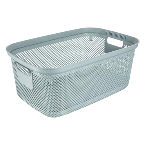 keeeper Panier à linge aspect tricot, poignées latérales, perméable à l'air, plastique, 53 x 34,5 x 22,5 cm, Bosse, Bleu (Nordic Blue)