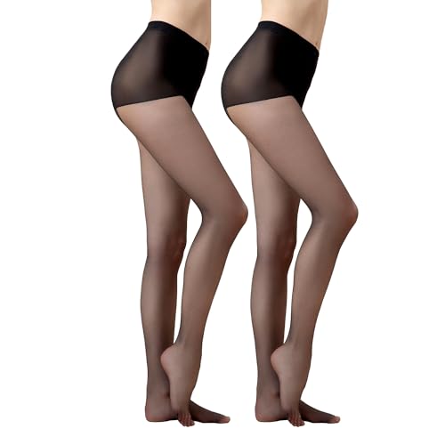 Image of 2 Pairs Women's Sheer Tights 50D Ultra Thin Soft Nylon Regular Panty Multicolour High Sheer Anti-slid Pantyhose