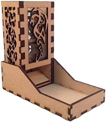 Dragon Mini Dice Tower v4 Clear Acrylic Window Laser Cut MDF Unique Gift