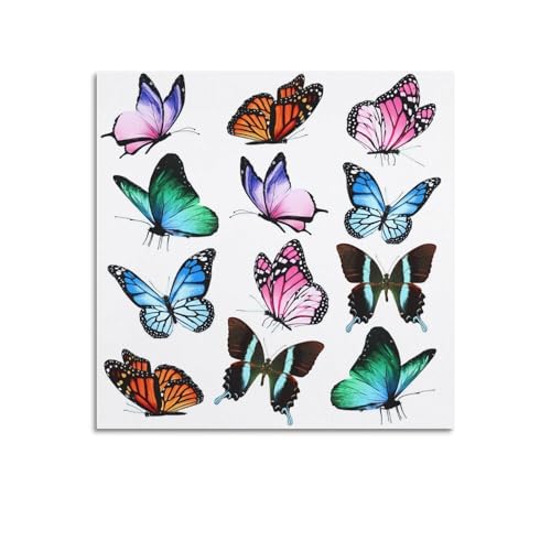 Poster papillons entomologie vintage guide éducatif toile déco chambre 70x70cm