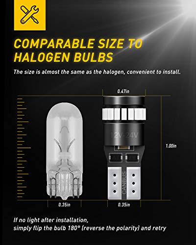 Image of AUXITO Brilliant Red 194 LED Bulbs 168 2825 W5W T10 Wedge LED Replacement Light Kit for Car Dome Map Door Parking License Plate Marker Lights, Pack of 10