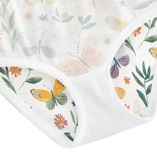 ZZKKO Colorful Butterfly Leaves Girls Underwear Toddler Panties for Girls Comfort Brief Size 2-8T4
