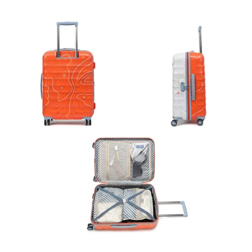 uppercase Topo (Medium) 66 Cms, Printed Hardsided Check-in Trolley Bag, 8 Wheel Spinner Sustainable Luggage with TSA Lock & Anti-Theft Zippers, 2000 Days Warranty Dual Tone (Orange & White) - Image 4