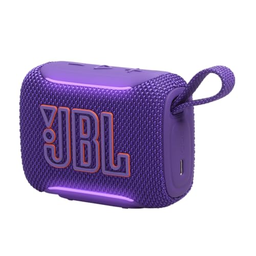 Image of JBL Go 5 Portable Bluetooth Speaker with Pro Sound & Deep Bass, Ambient Edge Lighting, Upto 10 Hours Playtime, IP68 Waterproof, AirTouch Pairing, Auracast, USB-C Lossless Audio (Purple)