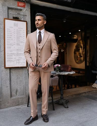 Mens Suit Slim Fit 3 Piece Suits for Men Wedding Suits Elegant Classic One Button Formal Prom Dinner Tuxedo3