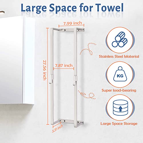 Echaprey Towel Racks For Bathroom Wall Towel Rack Stainless Steel Towel Holder For Towel Storage (Silver) #TOP1