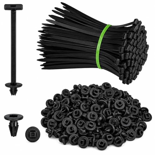 LIMOS Cable Tie Buckles 100 Pack - Heavy Duty Nylon Zip Ties with Pin & Button Design - Universal Car Repair Clips for Bumper Fender Engine Guard & Trunk - 3.45 Self-Locking Fasteners