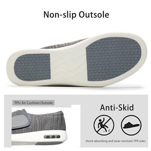 QHBPMGAD Women's Diabetic Shoes, Wide Width Elderly Sneakers for Women, Adjustable Hook and Loop Closure Non-Slip Breathable, Swollen Feet Walking Edema Shoes3