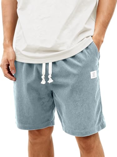 HOTake Mens Corduroy Shorts Casual 7 Inch Elastic Waist...