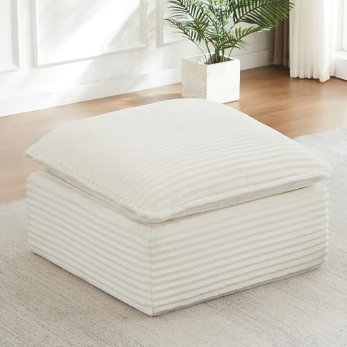 Image of Ottoman Module for Modular Sectional Sofa - Oversized Corduroy Footrest Add-on, Memory Foam Boneless Cloud Couch Extension, Sofa Seat for Living Room