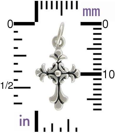 MOM & THREE DAUGHTERS Textured Scrolled Cross Necklace In Sterling Silver | 14 inch cable chain | Religious Jewelry | Christian | Baptism Gift | First Communion Gift
