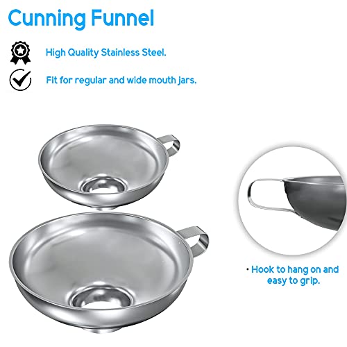 Wide Mouth Stainless Steel Canning Funnel - For Wide And Regular Mason Jars, Food Grade Funnel Canning Supplies Set, 2 Pack #TOP2