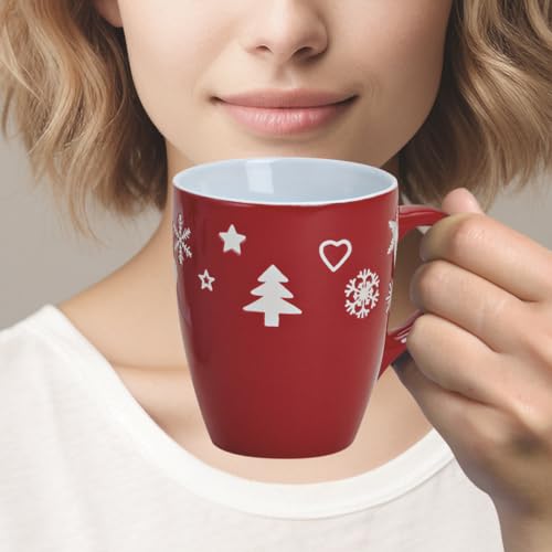 Tassen 4er Set Xmas in rot und weiß – Klassische Keramik Kaffeebecher als Weihnachtstassen in 10 cm – Süße Klassische Kaffeetassen für Weihnachten spülmaschinenfest und mikrowellengeeignet – Bild 2
