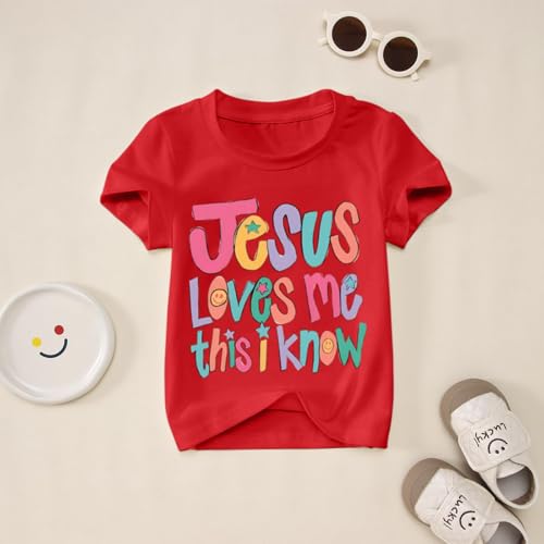 Image of BINTEHGS Jesus Shirts for Kids Christian Graphic Tees for Girls Religious God Tshirts Inspirational Bible Verse Cute T-Shirts