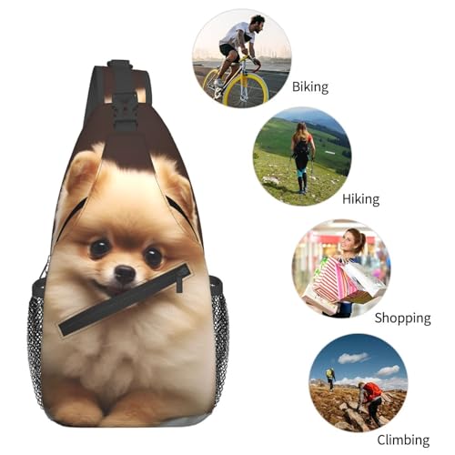 Mochila bandolera estilo Pomeranian negra miniatura 5
