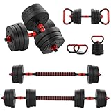 TEENO Juego de mancuernas ajustables 6 en 1 de 20 kg, juego de pesas para