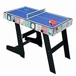 HLC 4FT Games Tables Folding 4-in-1 for Kids Teenager Fossball Table Folding Table Tennis Table Pool Hockey Table Blue