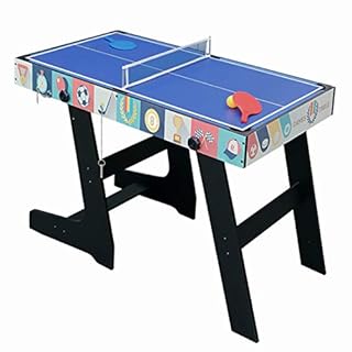 HLC 4FT Games Tables Folding 4-in-1 for Kids Teenager Fossball Table Folding Table Tennis Table Pool Hockey Table Blue