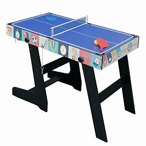 AHHC 4ft Games tables folding 4-in-1 For Kids Teenager Fossball table Folding Table Tennis Table Pool Hockey Table Blue