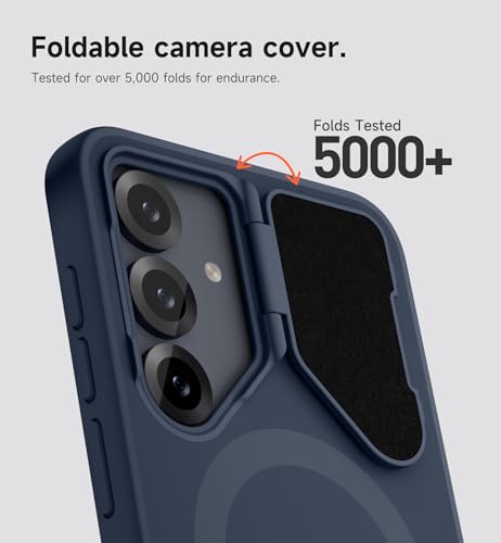 Image of SURITCH for Samsung Galaxy S25 FE Phone Case, Magnetic Protective Cover with Camera Cover & Adjustable Metal Kickstand for Galaxy S25 FE (2025)-Dark Blue