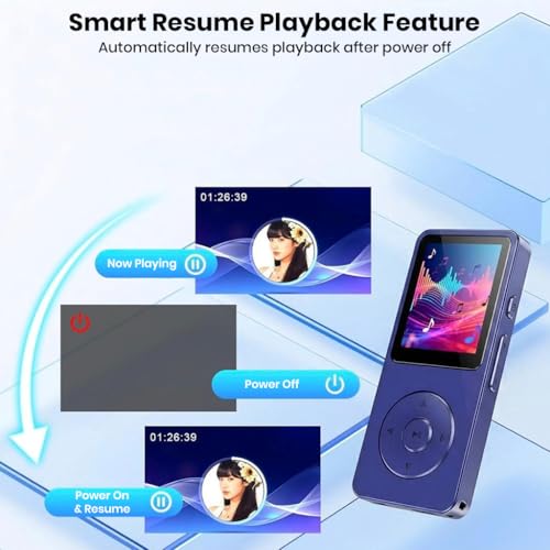 Image of AUDIOCULAR M61 MP3 Player with Bluetooth 5.3, Built-in Speaker, FM Radio, 16 /32GB Integrated SD Card Storage (Up to 128GB), Type-C Charging