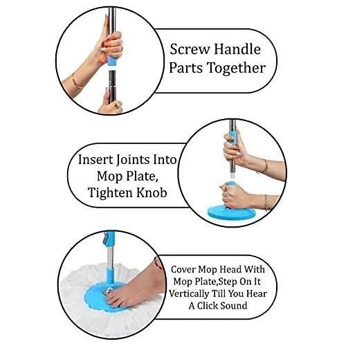 Image of Microfiber Mop Head Refill Replacement for Spin Mop - Super Absorbent, 360 Rotating Cleaning Head (Head only, 1, Count)