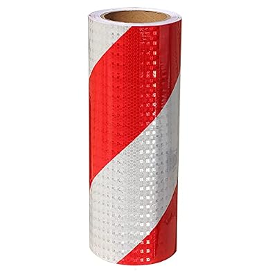 Cintas de aviso de seguridad 30 Cm De Ancho Cinta De Señalización De Seguridad, Exterior Interior Cinta Reflectante Impermeable, Alta Visibilidad Rojo Y Blanco Pegatina De Advertencia ( Size : 3m/9.8F