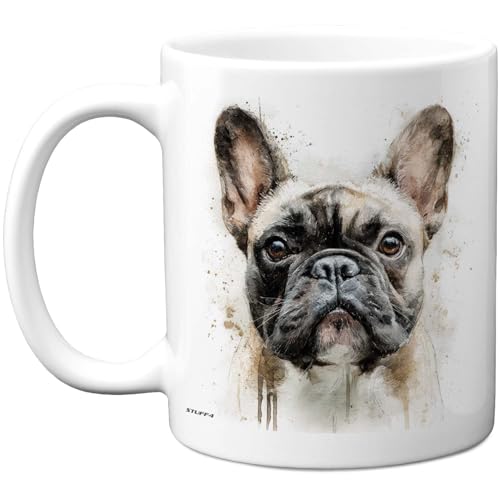Stuff4 Tazza per amanti dei cani, tazza con bulldog francese, idea regalo per amici e familiari da parenti e proprietari di cani, regalo di compleanno divertente per il compleanno, 325 ml, in ceramica