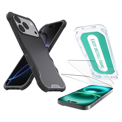 Image of Smartish iPhone 17 Pro MagSafe Case + Screen Protector - Magnetic Protective Case - Heavy Duty Armor Cover + 2-Pack Tempered Glass Screen Protectors for Apple iPhone 17 Pro - Black Tie Affair