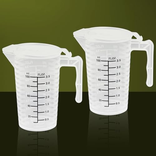 Measuring Cup 100ML, KYYGKY 2 PCS Plastic Measuring Jugs Set Kitchen Baking Measurings Cups Jugs Clear Graduated Can, Measurings and Mixing Jug with Handle for Cooking, Easy to Read Measurements