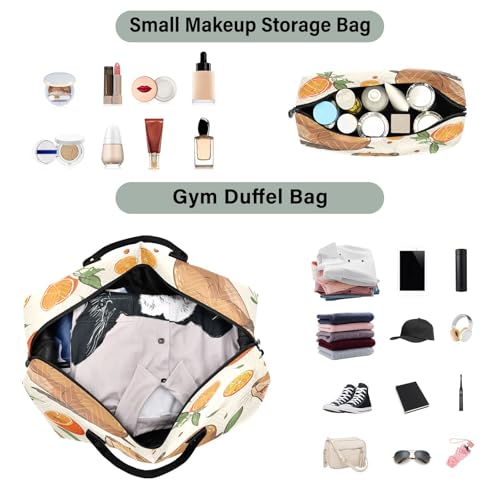 Travel Duffle Bag Weekender Bags Overnight Bag with Toiletry Bag Gym Duffel Bag Capybara Orange Pieces for Travel Business Trips Sport4