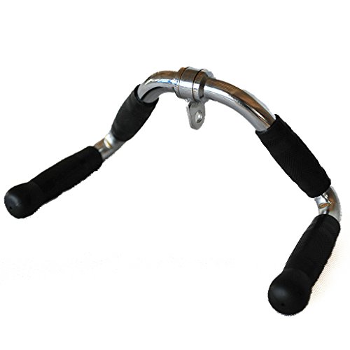 yuhqc Barbell Economy Multi-Exerciser Cable Attachment Bar with Rubber Handgrips & Revolving Hanger
