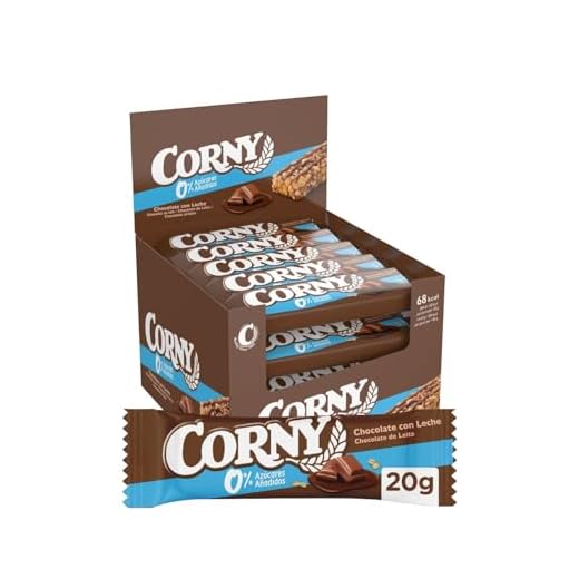 Corny - Barritas de Cereales 0% de Chocolate con Leche, Sin Azúcares Añadidos, Bajo en Calorias y Grasas Saturadas, Fuente de Energía, Fibra y Proteinas, 24 x 20 gr