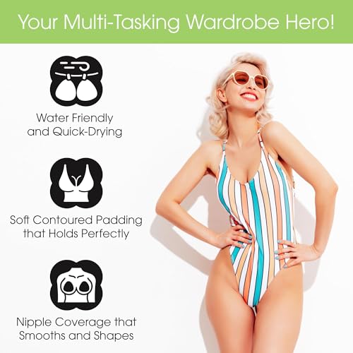 Image of Double Scoop Triangle Big Bust Inserts w /Bonus Tape Sticky Strips, Shapewear for Large Breast Bra Cup, Replacement Bra Pads, Nipple Covers Smoother, Lightweight Plus Size DD+ (Nude)