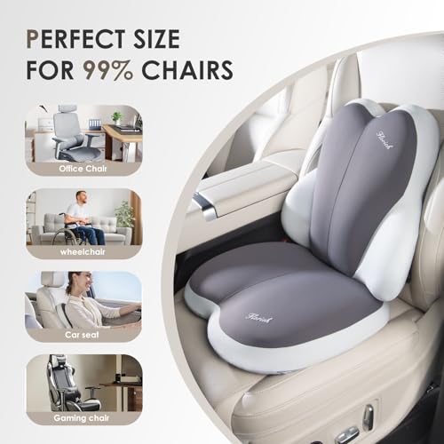 Image of FLORICH Car Seat Cushion and Back Support for Car Ultrathick Memory Foam Office Chair Cushions with Lumbar Support Pillow for Sciatica & Back & Tailbone Pain Relief (Beige Grey)