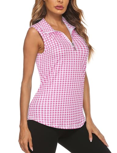 Image of Koscacy Women's Sleeveless Golf Tennis Polo Shirts Zip Up Dry Fit Workout Tank Tops Athletic Shirt